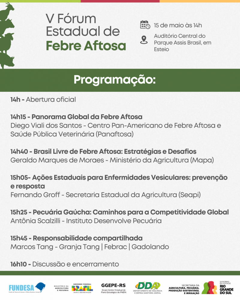 V Fórum Estadual Febre Aftosa programacao